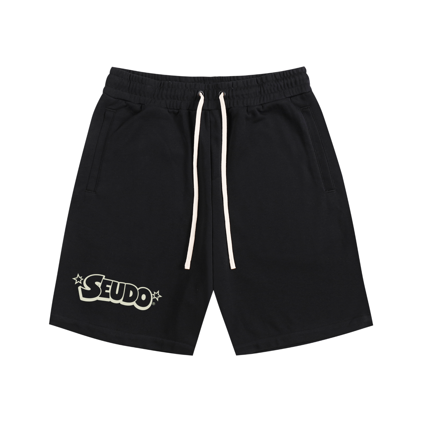 "Star Logo" Cotton Shorts - Black